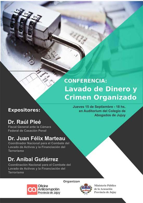 Conferencia “Lavado de Dinero y Crimen Organizado” se desarrollará este jueves 15