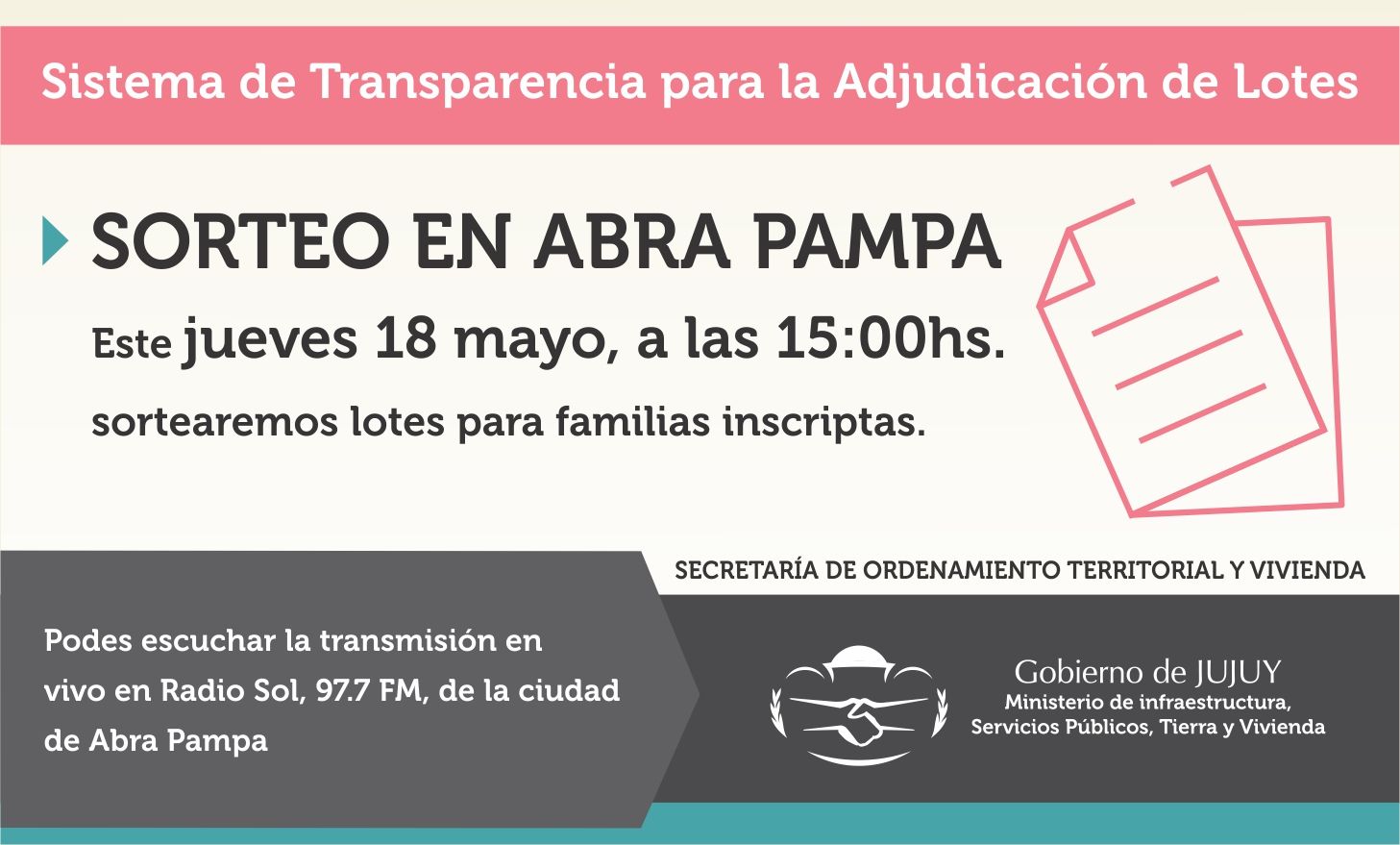 200 lotes con mensura, plano y servicios serán sorteados entre familias de Abra Pampa.