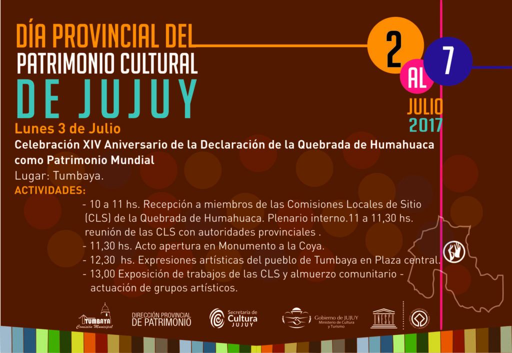 DIA PROVINCIAL DEL PATRIMONIO Lunes 3 de julio 2017