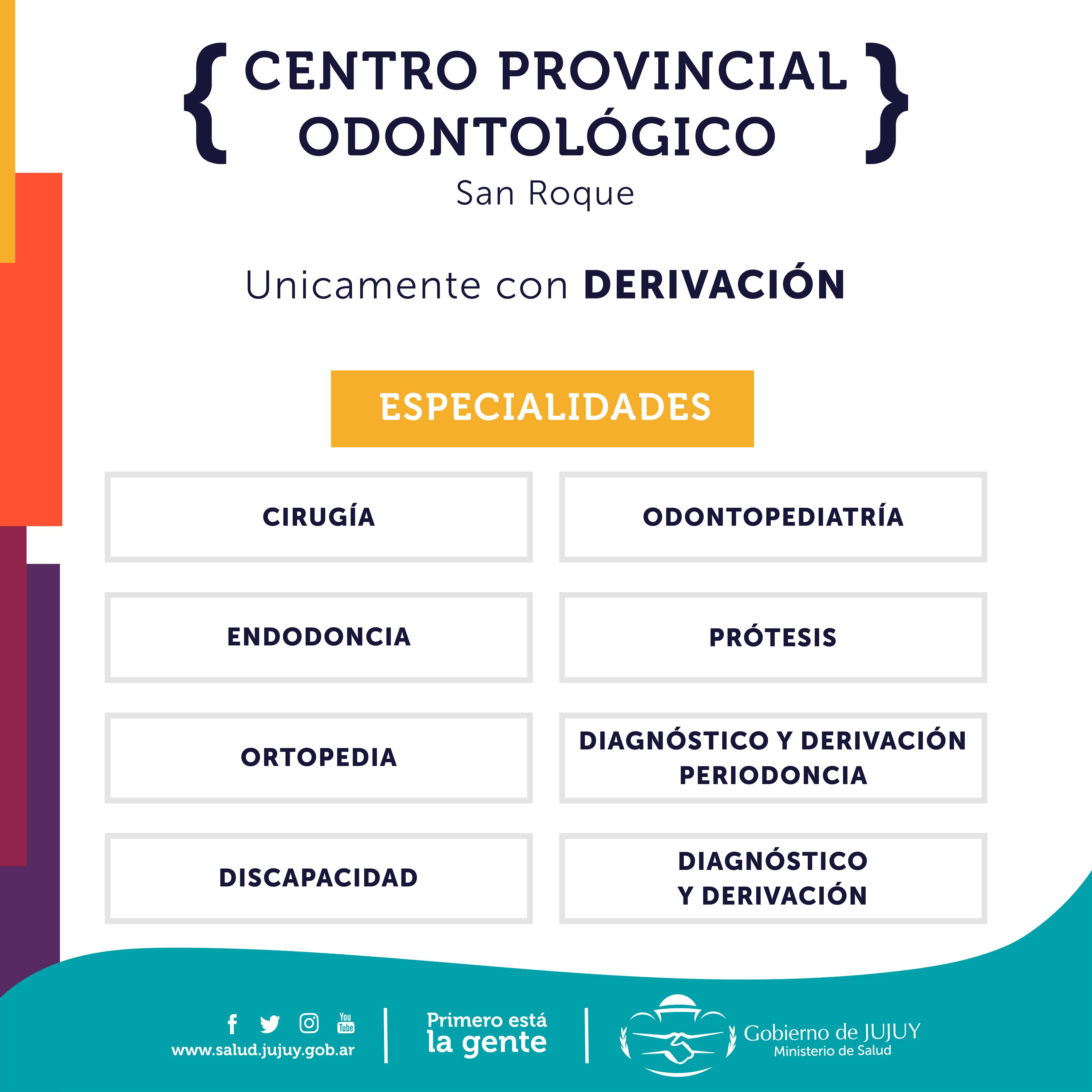 La Red Odontológica cuenta con 3 niveles de atención, los casos complejos son recibidos por el Centro Provincial además de las urgencias odontológicas con la Guardia de 24 horas en el San Roque