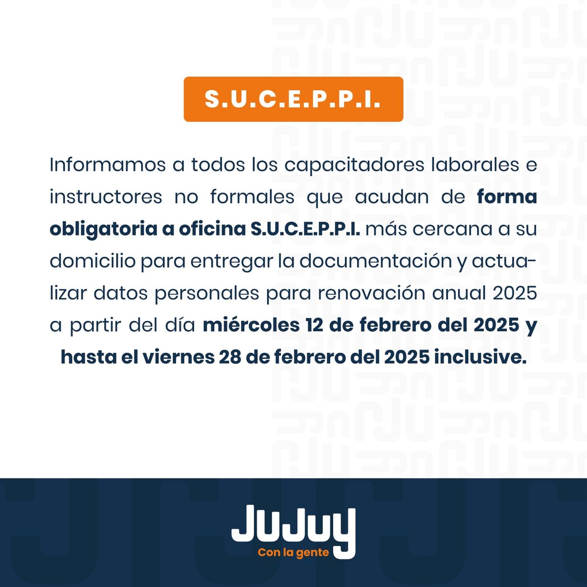 Del 12 al 25  de febrero se podrán actualización datos