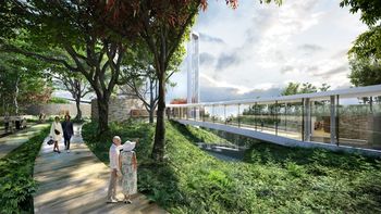 El avance de obras del Centro Cultural Lola Mora ya permite visualizar algunas de las formas propuestas en el proyecto arquiectónico de Pelli Clarke & Partners, que el lunes visitarán el predio.