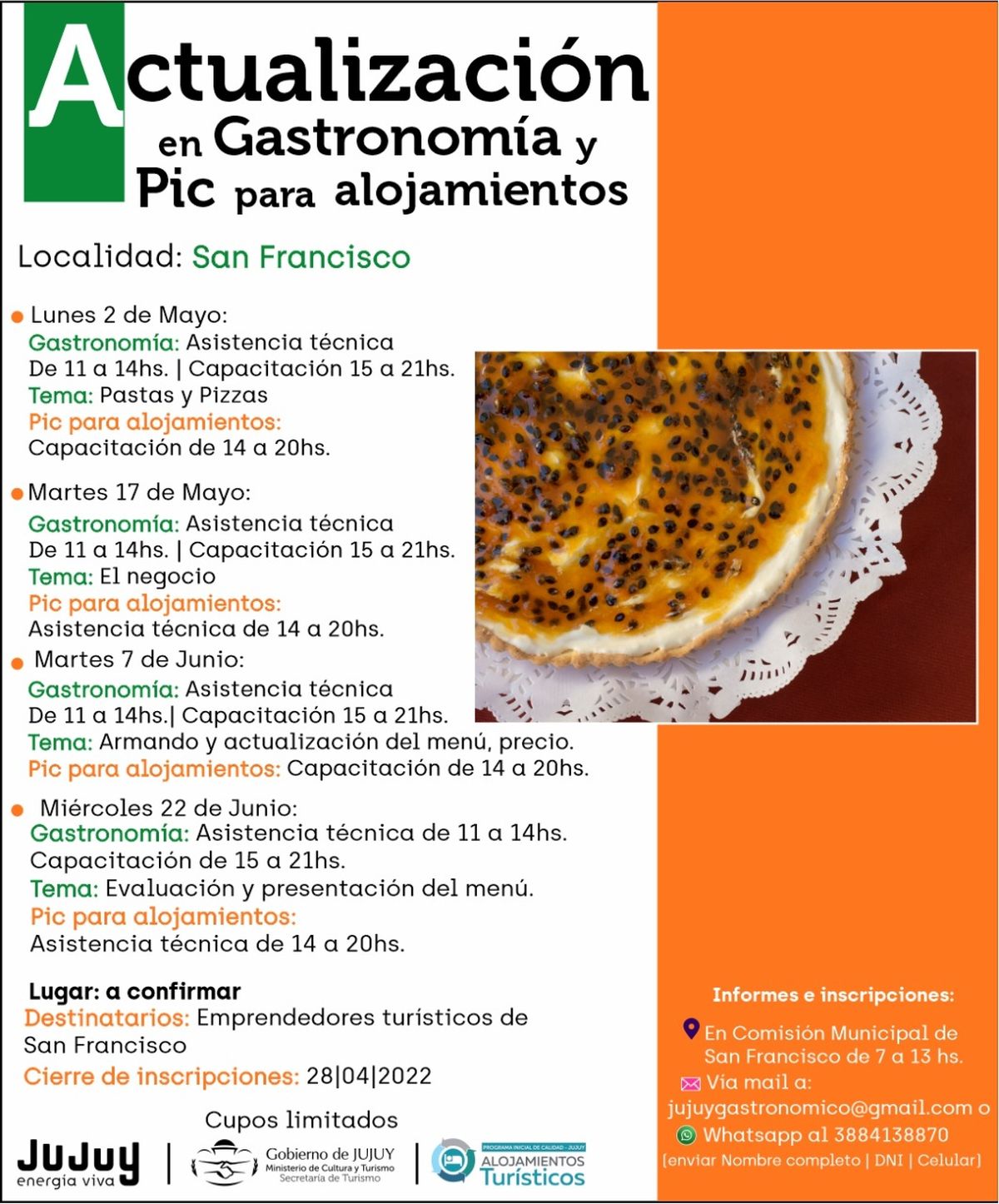 Talleres de Actualización en Gastronomía y del PIC en San Francisco y Valle Grande