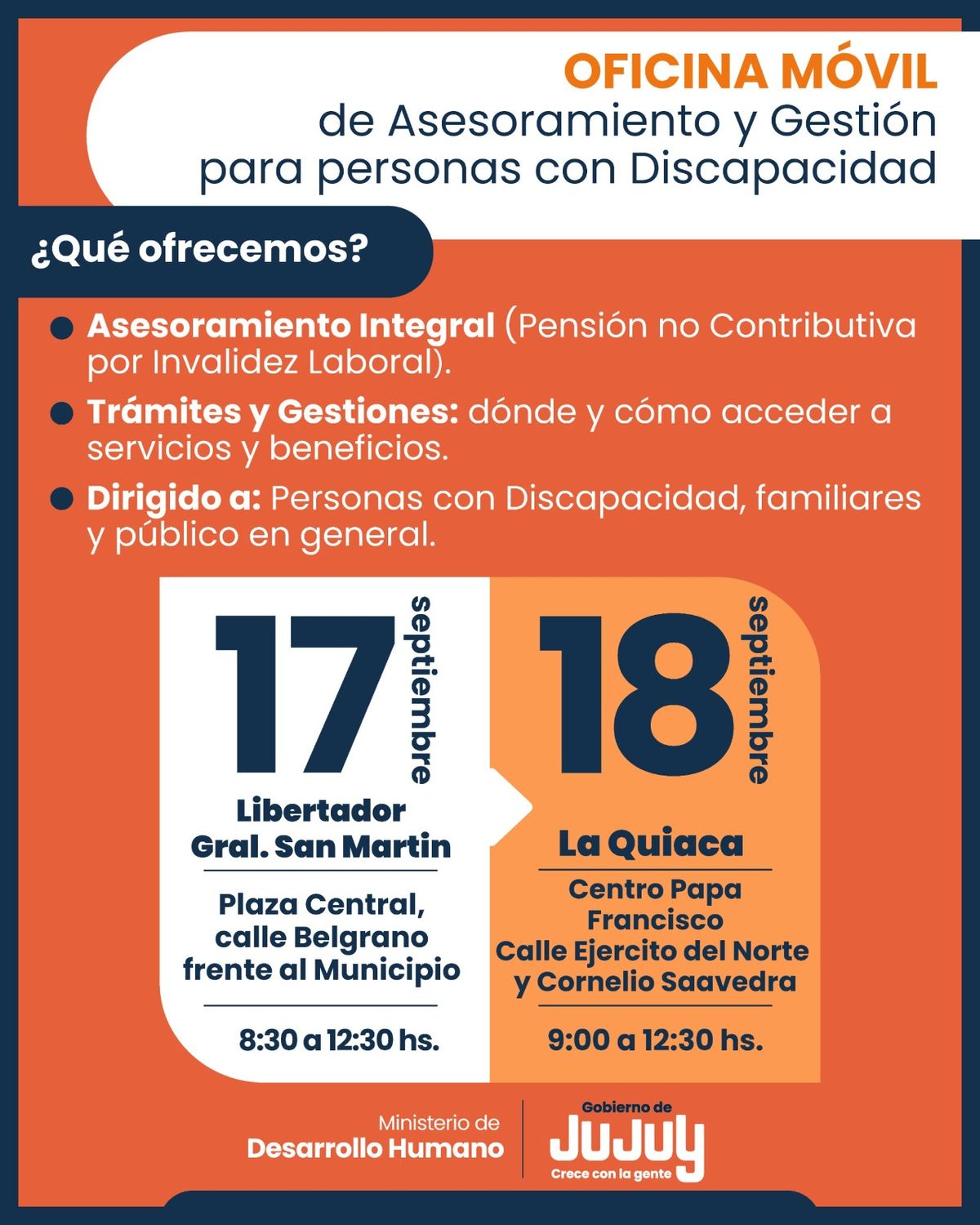 Oficina Móvil para personas con discapacidad llega a Libertador y La Quiaca