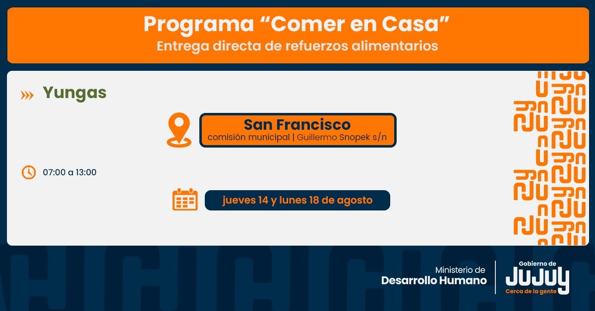 Familias de tres localidades recibirán unidades alimentarias