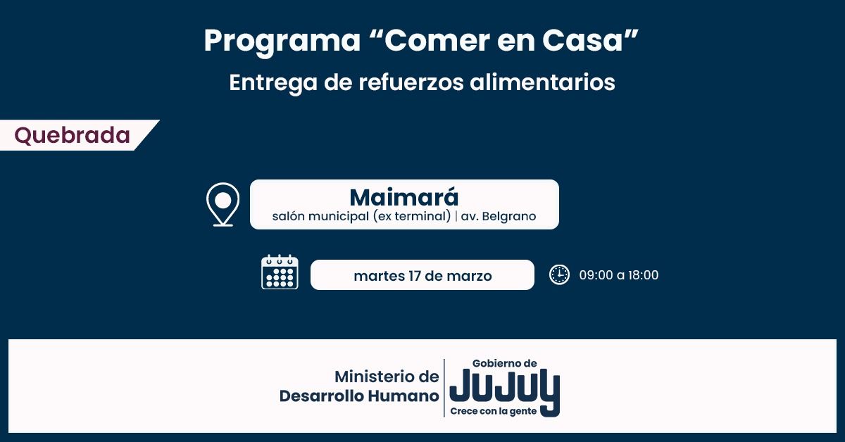 Comer en Casa: familias de localidades de Quebrada recibirán los refuerzos alimentarios