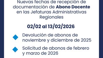 Fechas para el trámite de abono docente y presentación de legajos en regiones administrativas