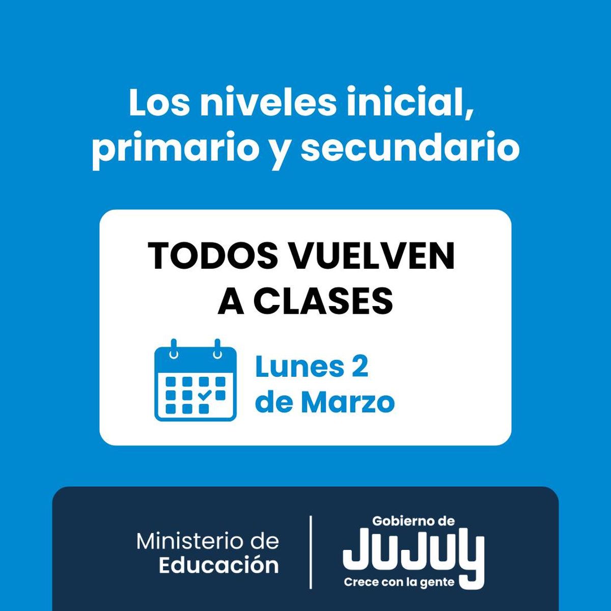 Ciclo Lectivo 2026 en Jujuy: con calendario trimestral, las clases inician el 2 de marzo