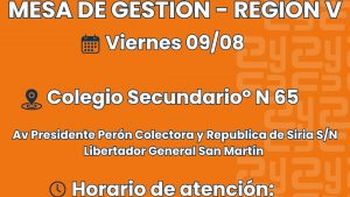 este viernes la mesa de gestion educativa prestara servicio en libertador general san martin