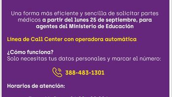 Línea call center: Nueva Modalidad para pedidos de partes médicos