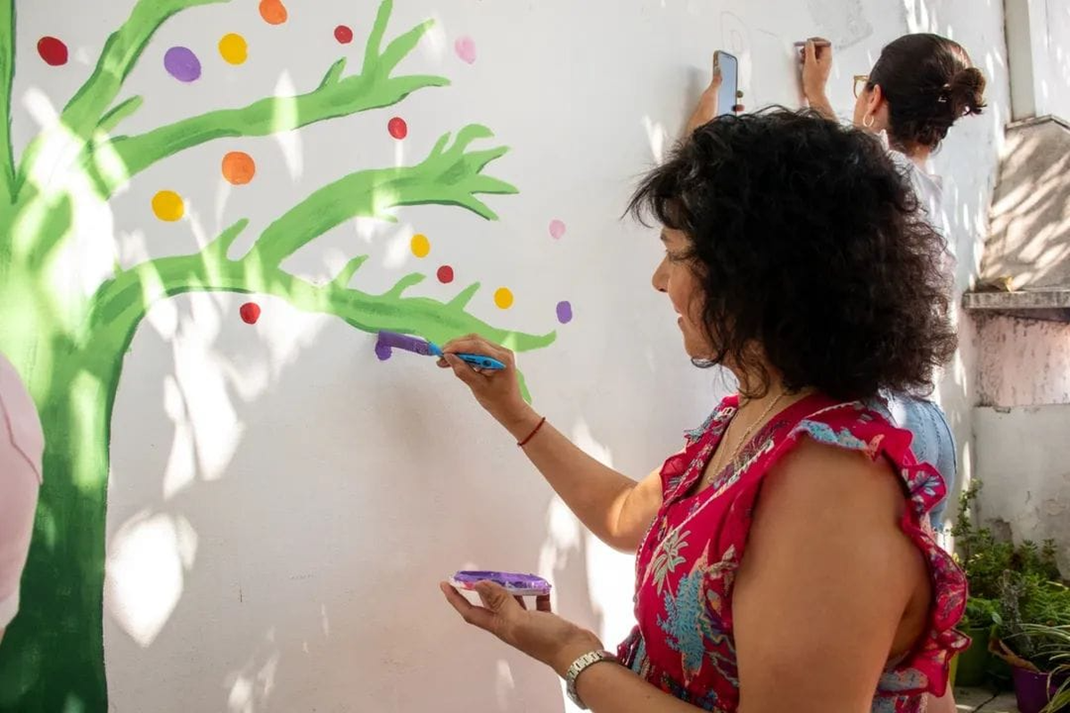 Mural por una vida libre de violencias del equipo REE SI! y jóvenes