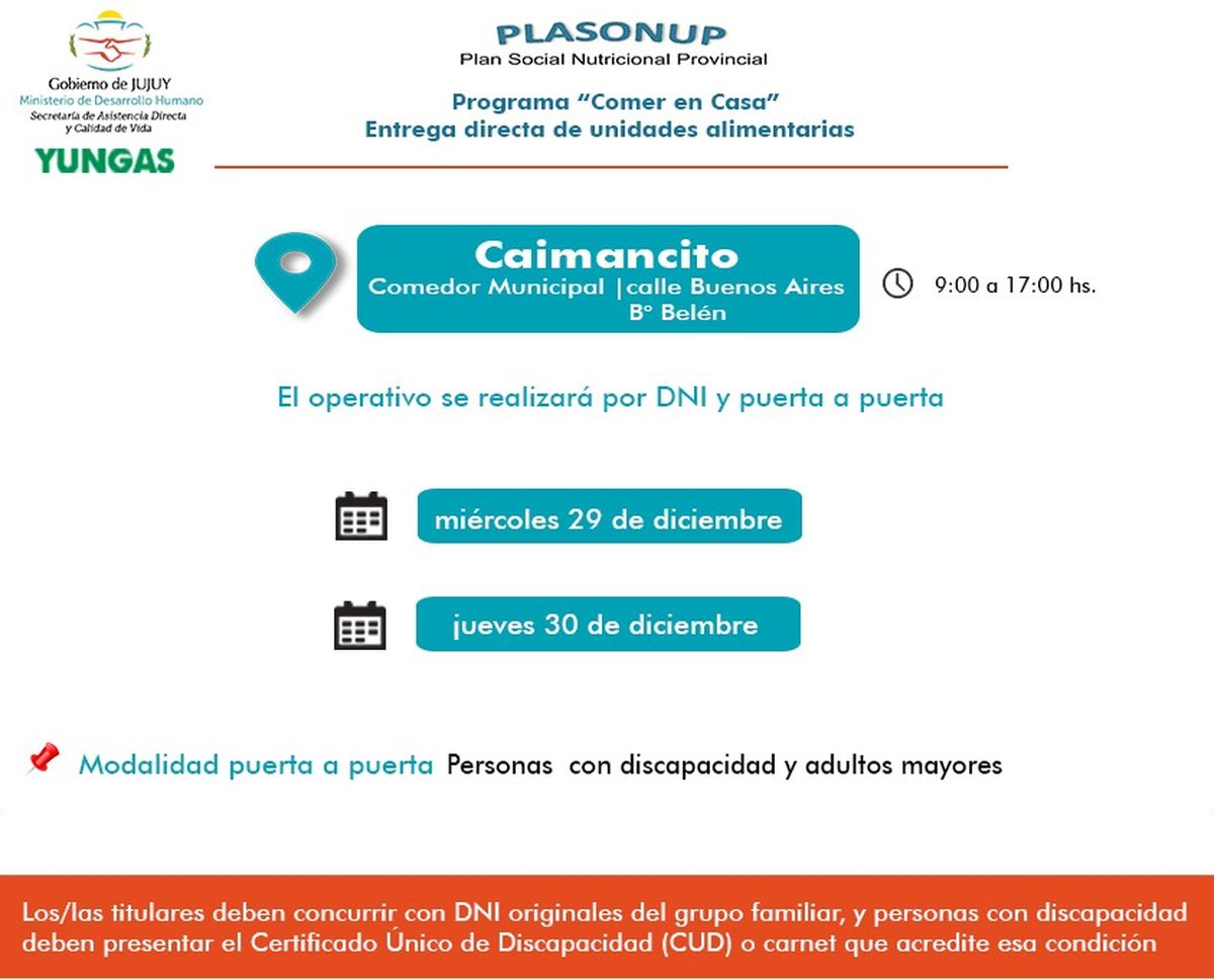 Comer en Casa: Entrega de  Unidades Alimentarias en Purmamarca, Vinalito y Caimancito