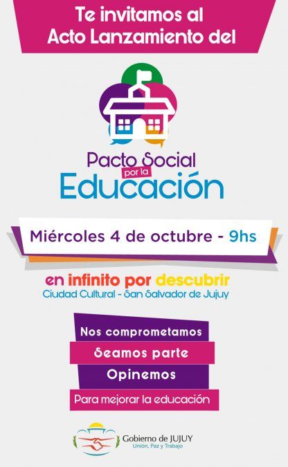Jujuy lanza el Pacto Social por la Educación