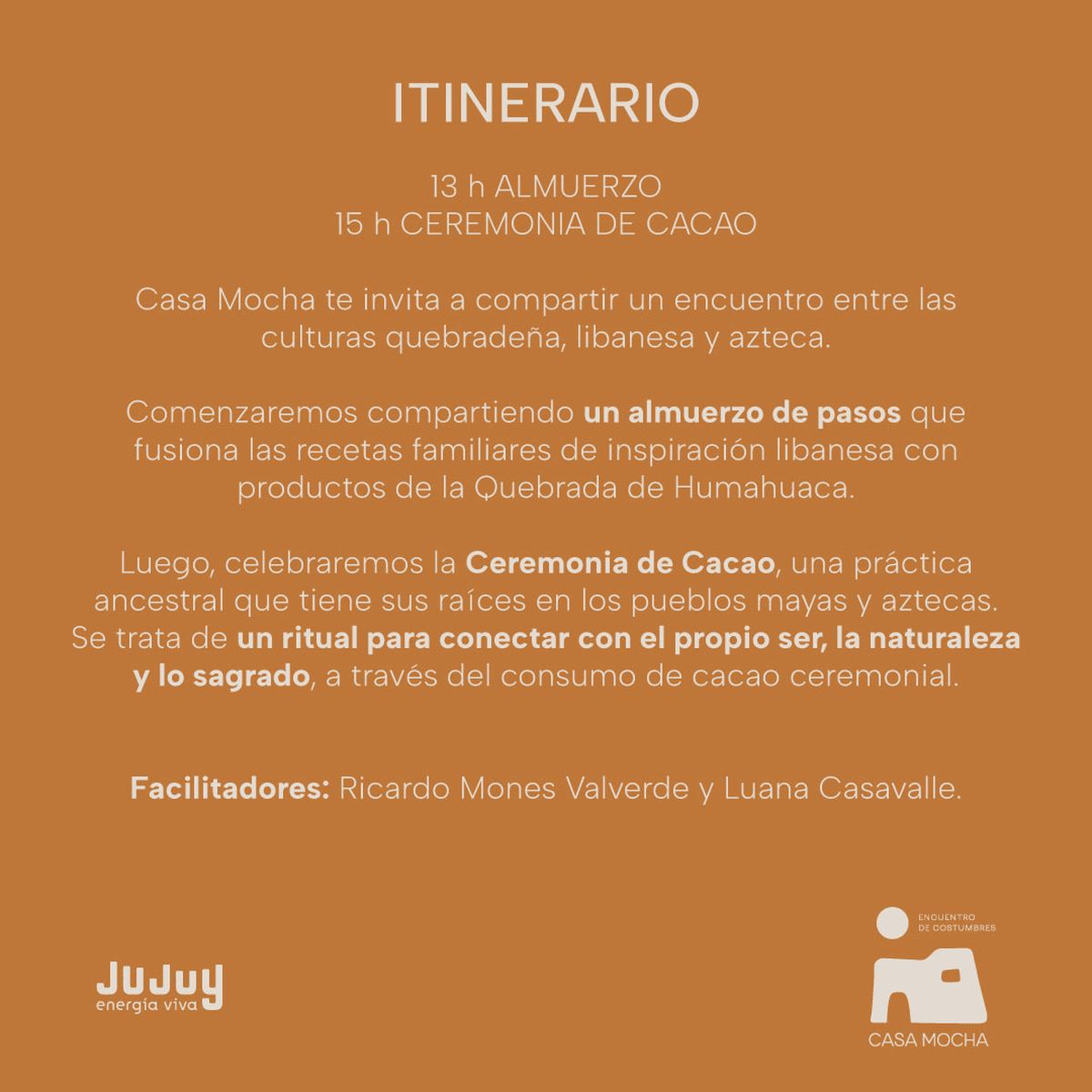 Un encuentro de culturas en Huacalera: almuerzo libanés y ceremonia de cacao