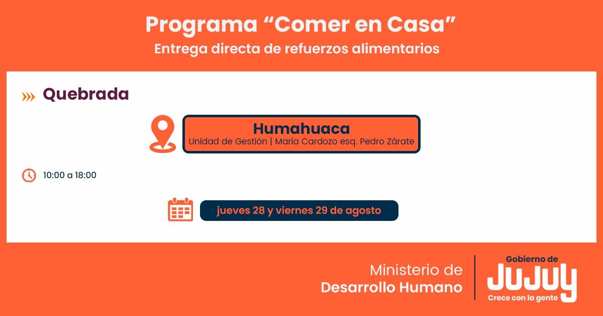 Familias de Humahuaca y Yavi recibirán Unidades Alimentarias