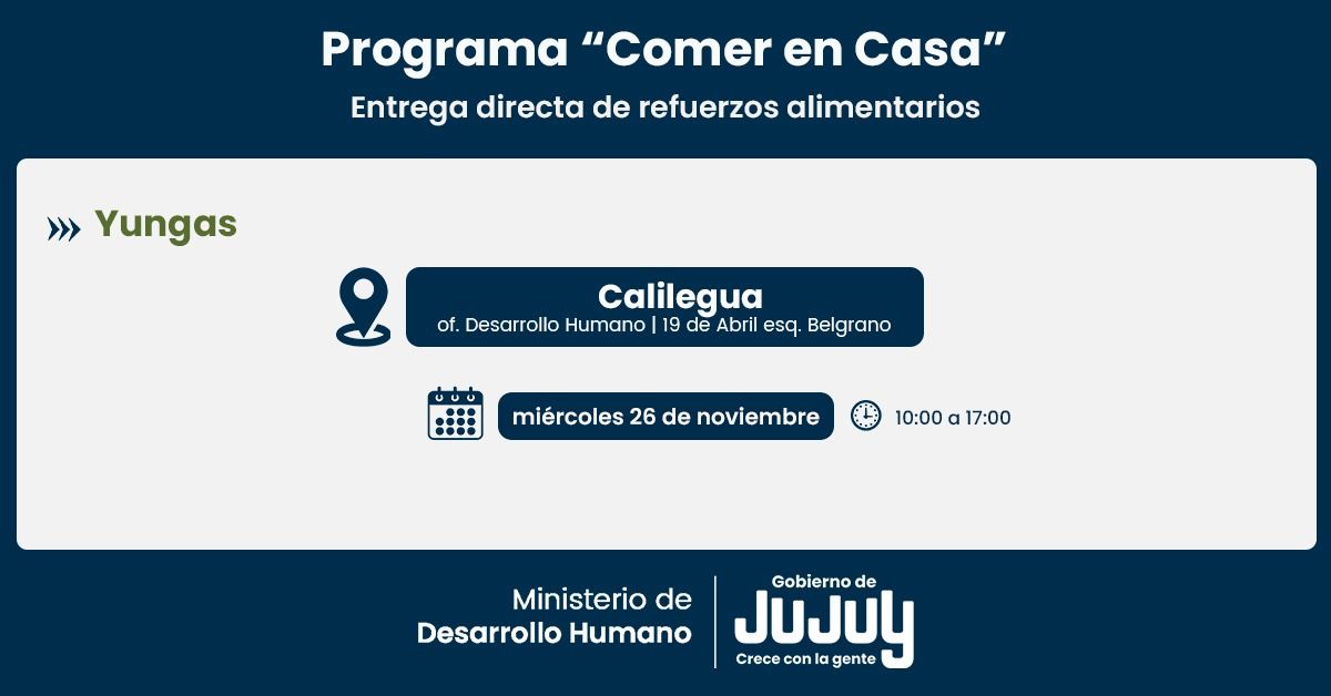 Comer en Casa: en el Departamento Ledesma se entregarán refuerzos alimentarios