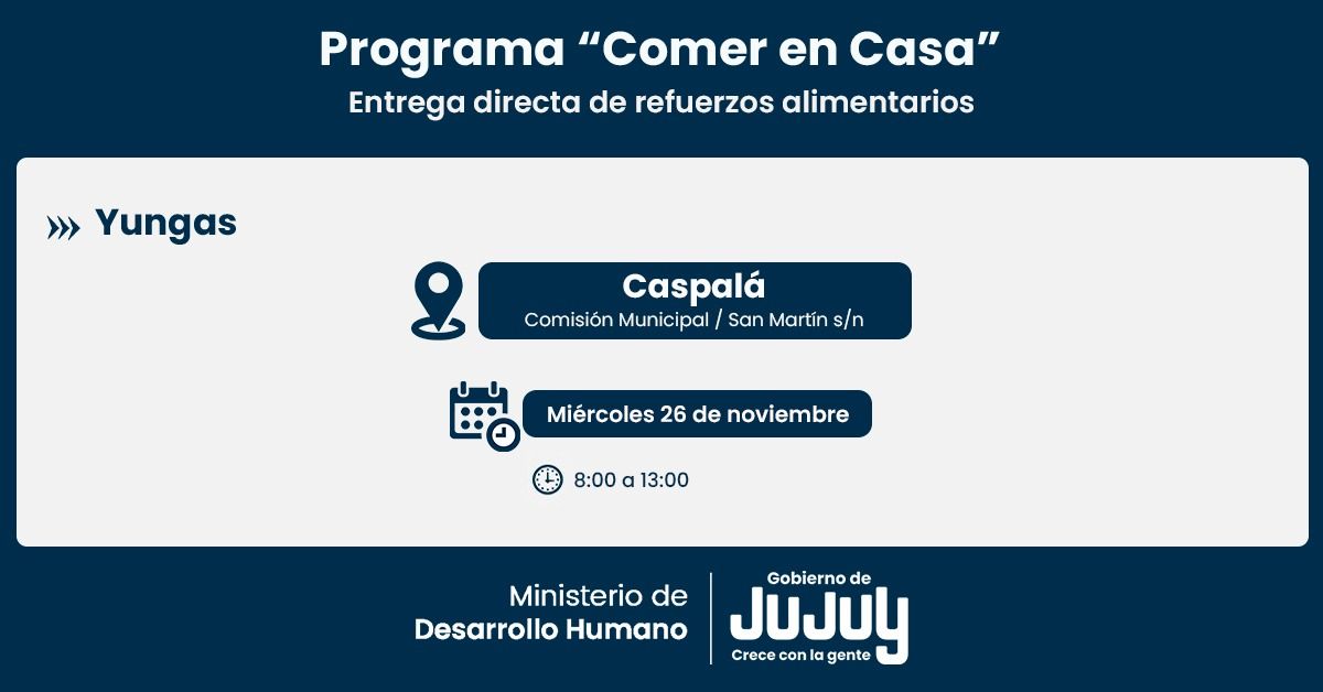 Comer en Casa: continúa la entrega de refuerzos alimentarios en Yungas