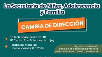 la secretaria de ninez, adolescencia y familia comunica su cambio de direccion