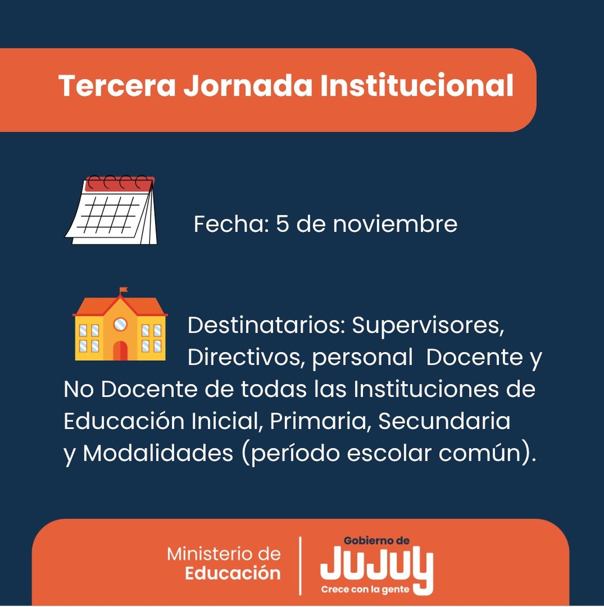 El 5 de noviembre se realizará la tercera Jornada Institucional