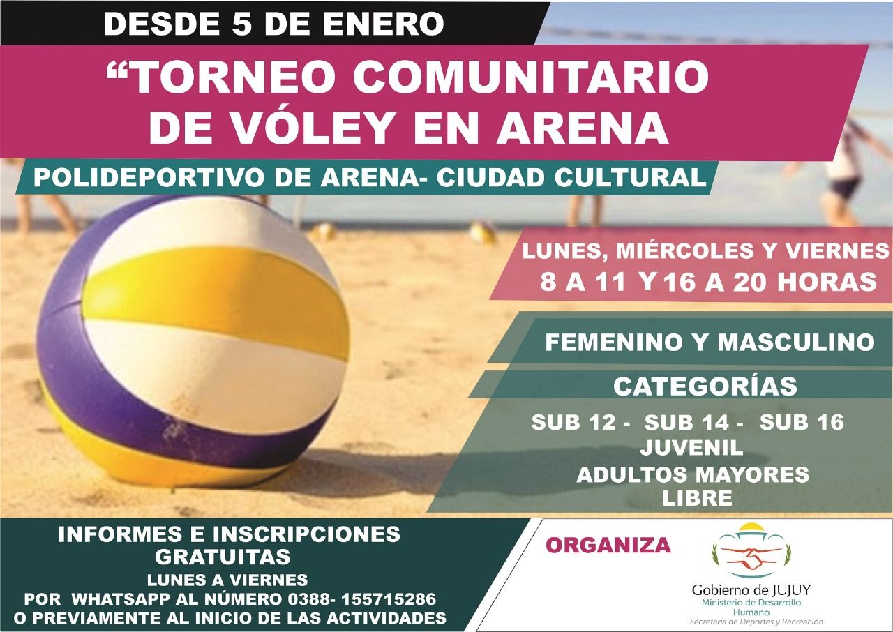 torneo comunitario de voley en arena en ramas femenina y masculina