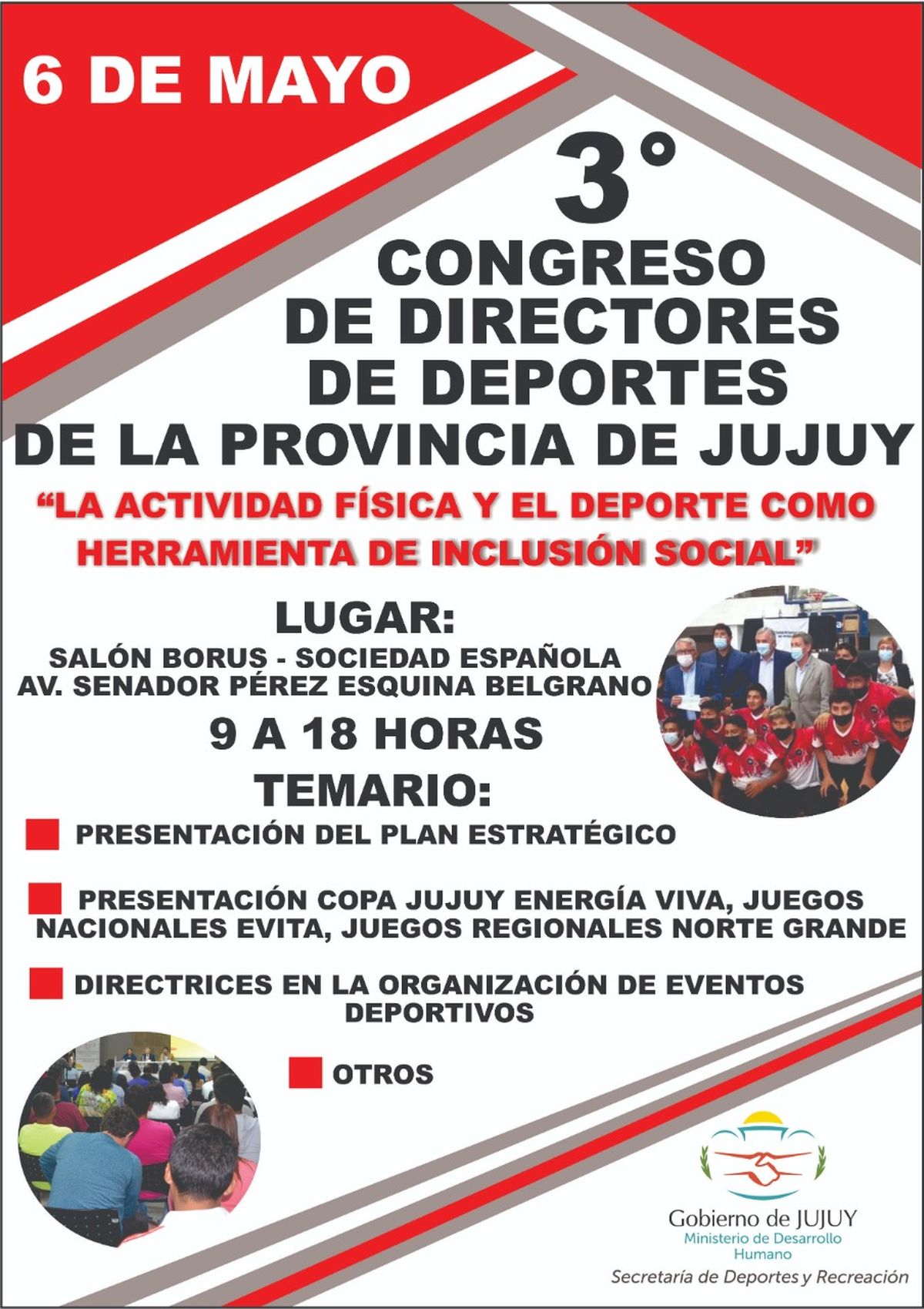 Se realizará el 3° Congreso de Directores de Deportes de la Provincia de Jujuy.