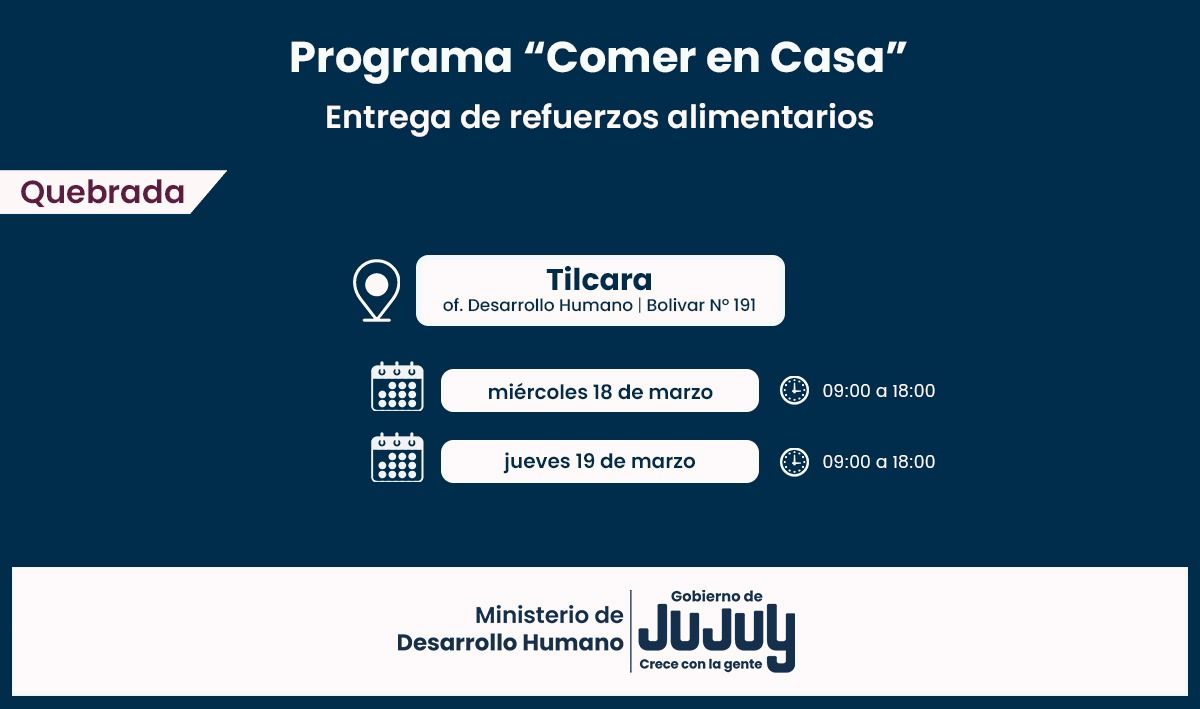 Comer en Casa: familias de localidades de Quebrada recibirán los refuerzos alimentarios