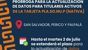 tarjeta plasonup (nativa): prorroga para la actualizacion de datos para titulares activos