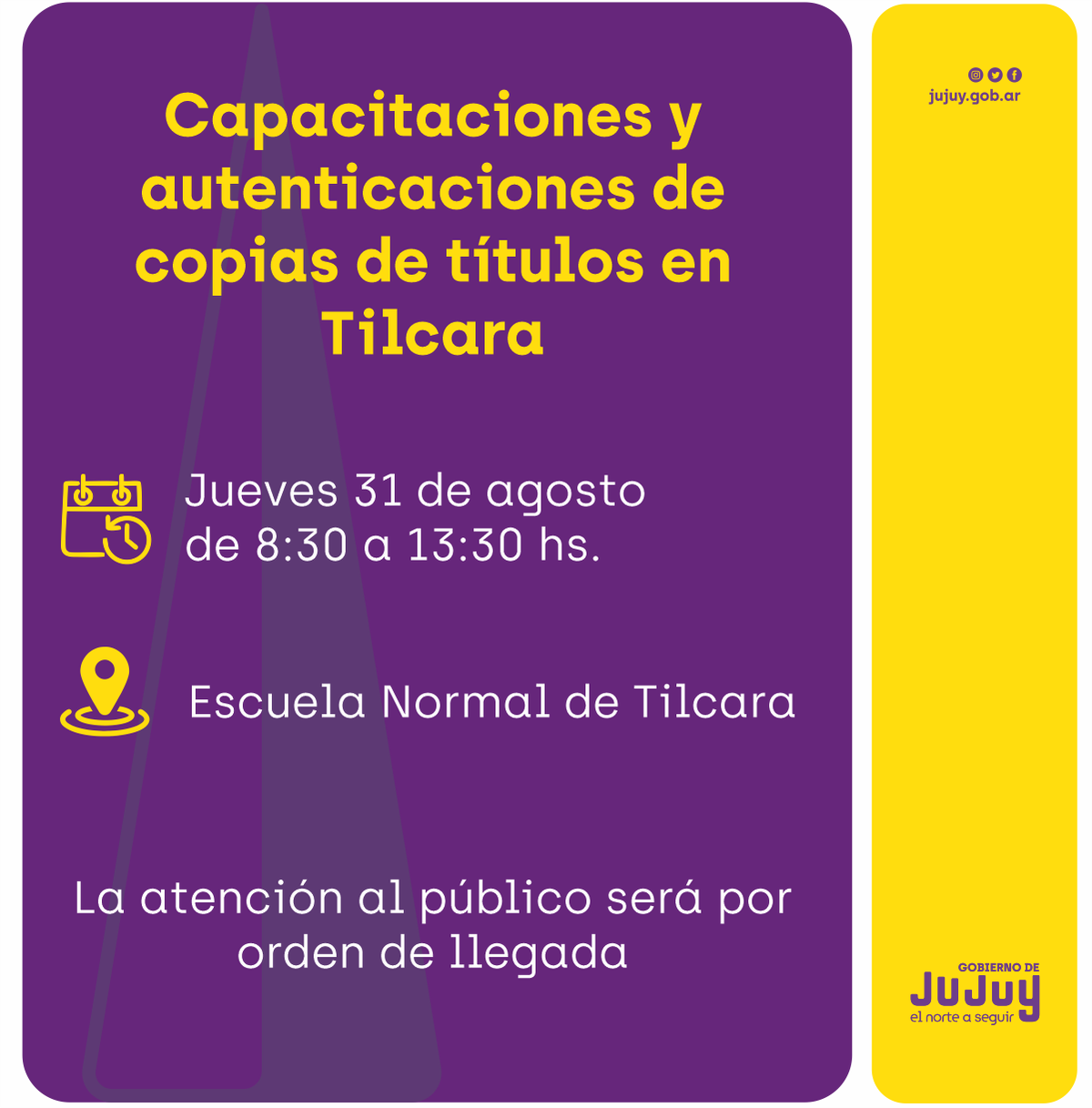Realizarán capacitaciones y autenticaciones de copias de Títulos en Tilcara