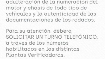 Turnos para la verificación del automotor