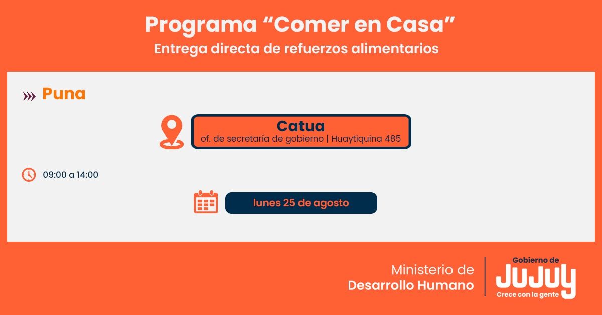 Se cumplirá la entrega de Unidades Alimentarias en localidades de Puna y Quebrada