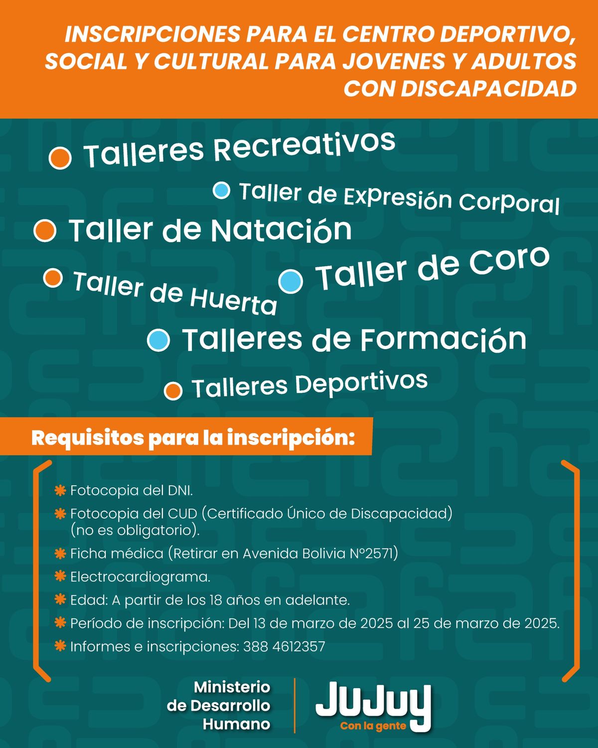 Inscripciones para el centro deportivo, social y cultural para jóvenes y adultos con discapacidad