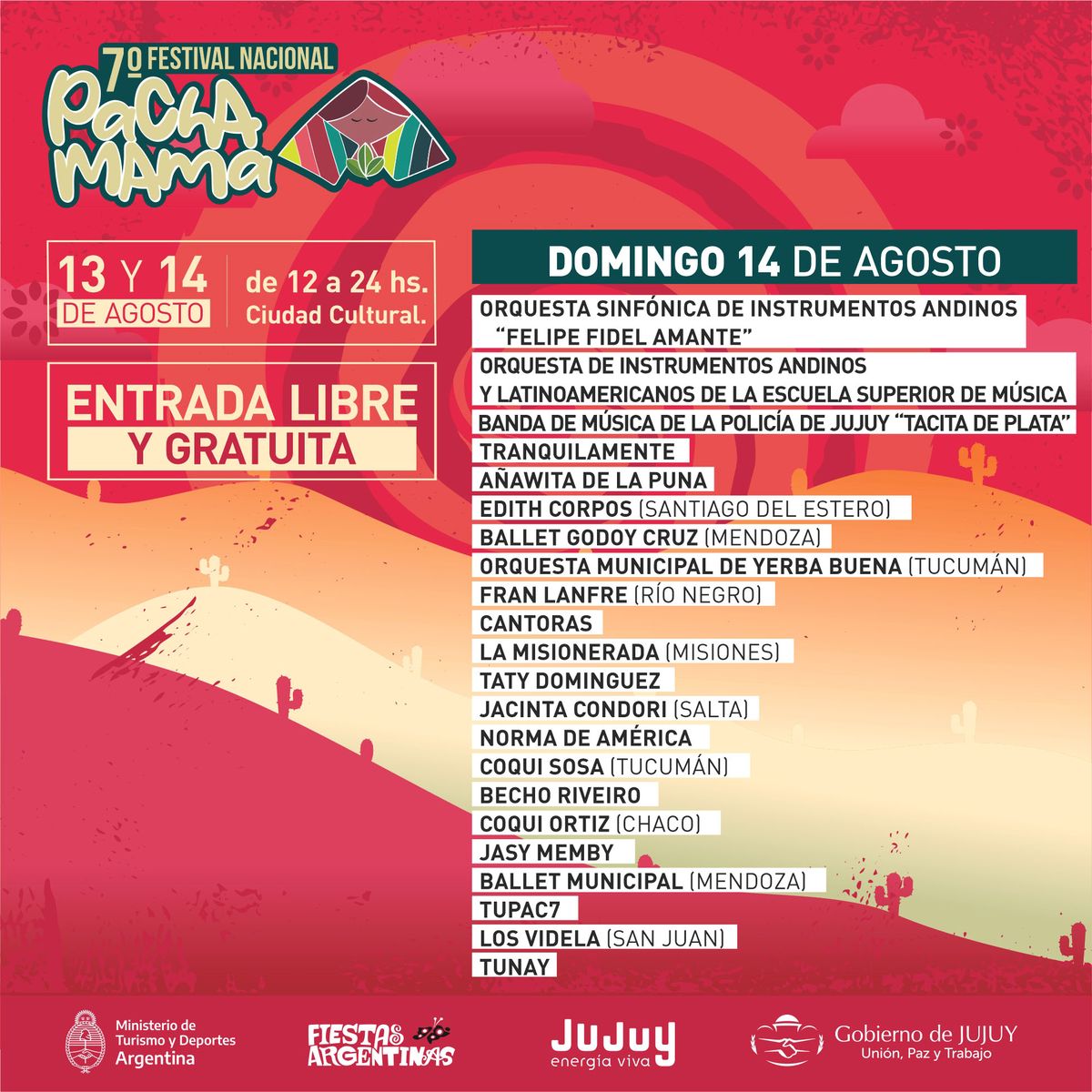 Grilla de actuaciones del Festival Nacional de la Pachamama