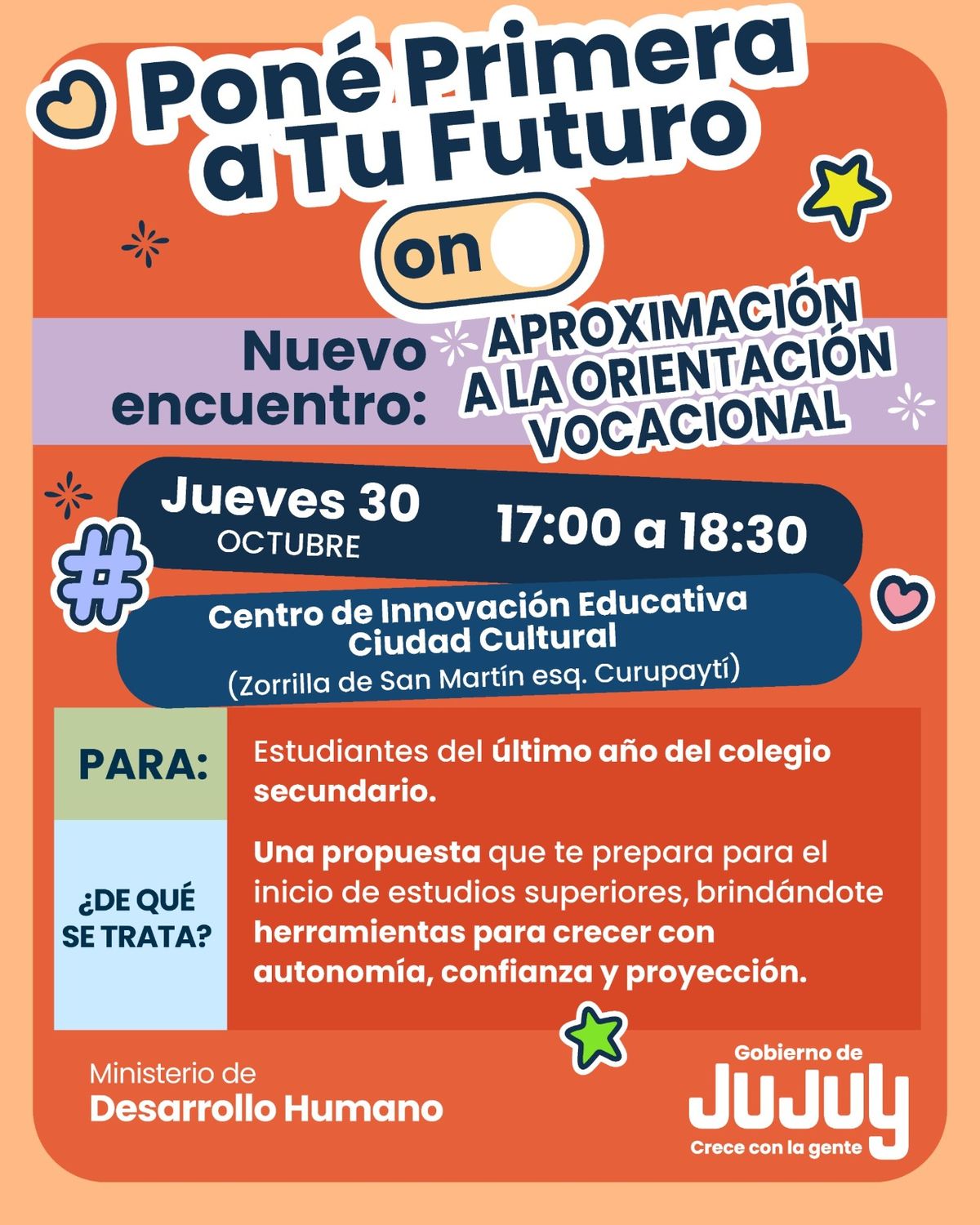Poné Primera a tu Futuro: nuevo encuentro de Orientación Vocacional Poné Primera a tu Futuro: nuevo encuentro de Orientación Vocacional
