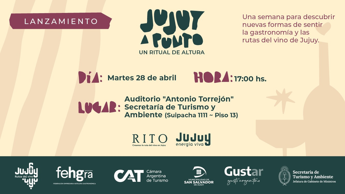 Este martes se lanza en Buenos Aires la Semana gastronómica que, del 15 al 24 de mayo, unirá las Rutas del Vino y la cocina jujeña en un ritual de altura.