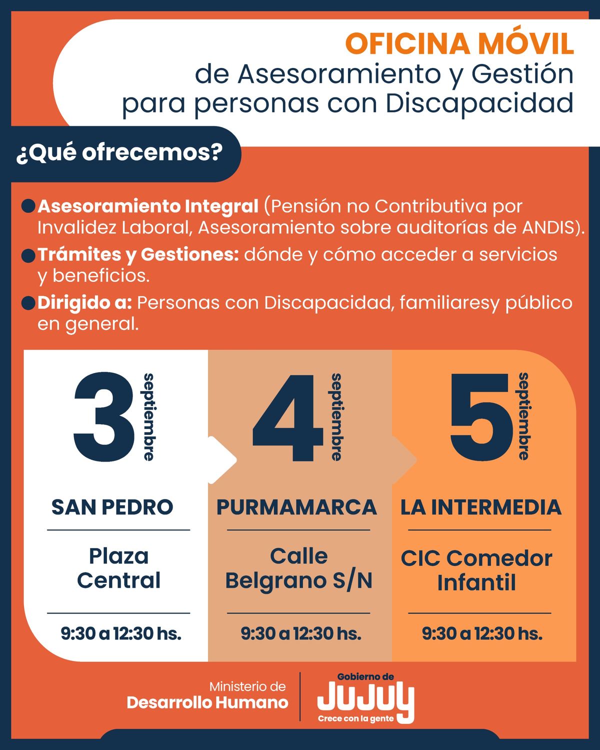 Oficina Móvil de Gestión para personas con discapacidad estará en San Pedro, Purmamarca y La Intermedia