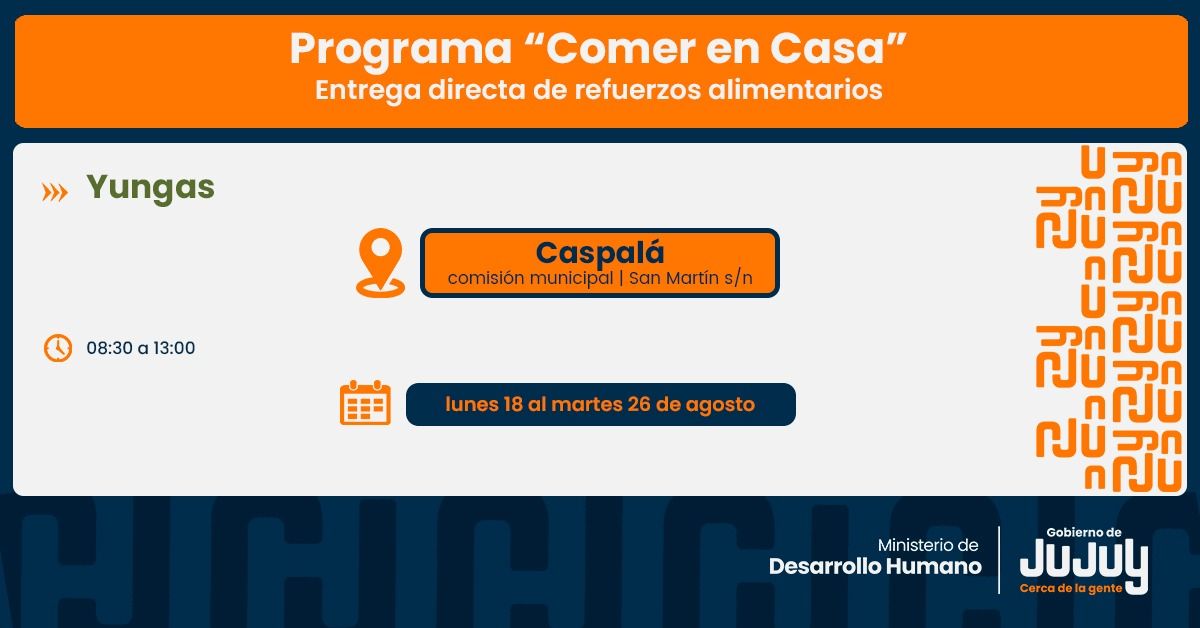 Se entregarán unidades alimentarias en Pampichuela, Valle Grande y Caspalá Se entregarán unidades alimentarias en Pampichuela, Valle Grande y Caspalá