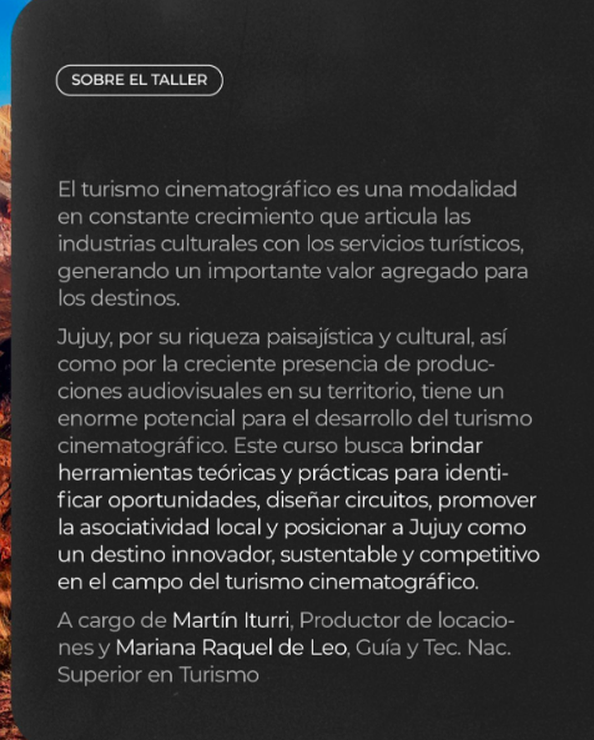 Taller gratuito de Turismo Cinematográfico Taller gratuito de Turismo Cinematográfico