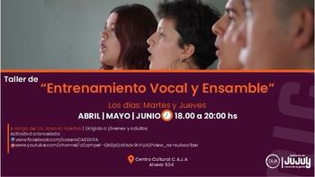 taller de entrenamiento vocal y ensamble en el centro cultural c.a.j.a