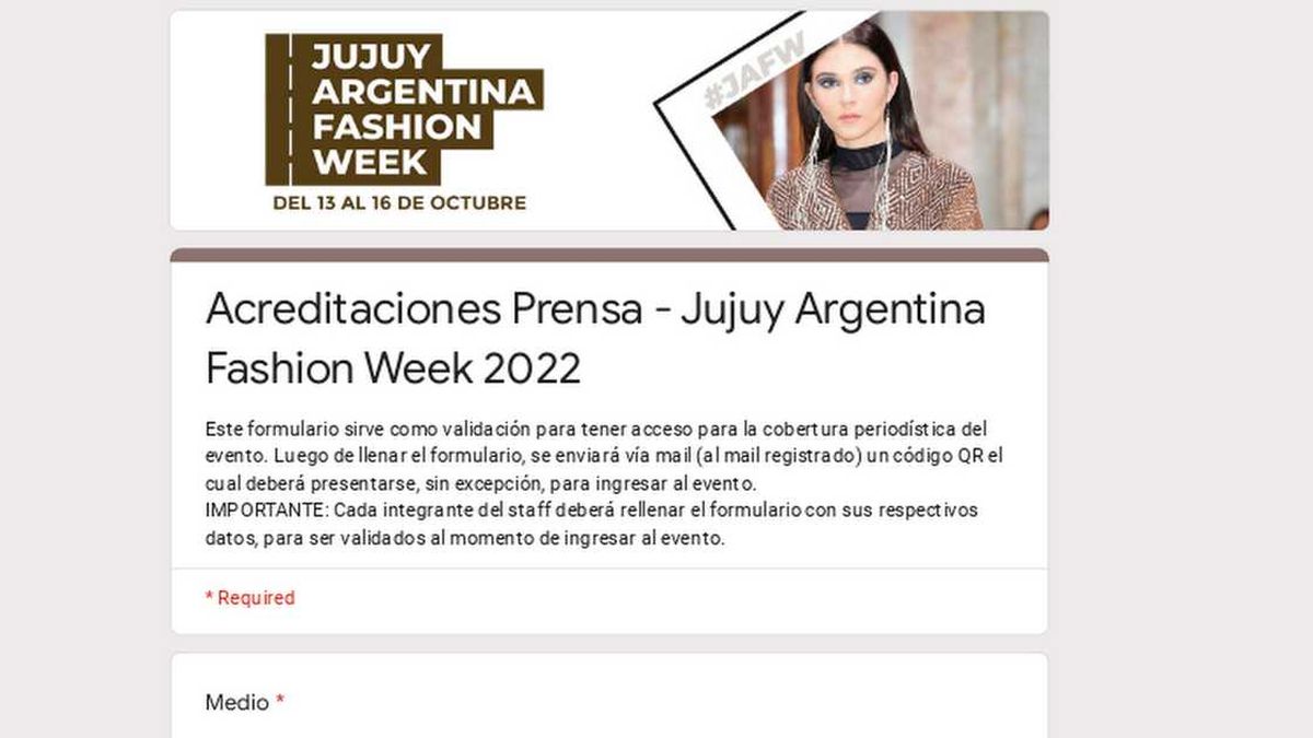 Jujuy Argentina Fashion Week Acreditaciones para la prensa