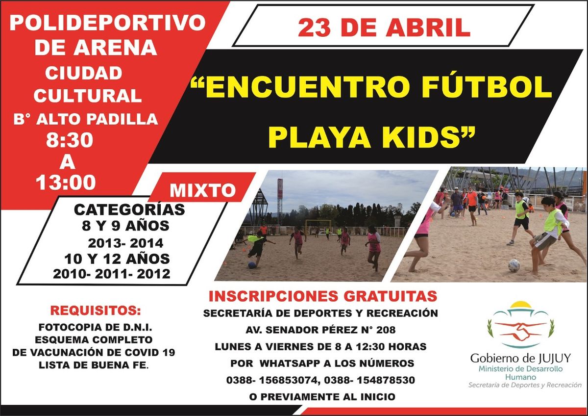 Se jugará Encuentro Fútbol Playa Kids en Polideportivo de Arena