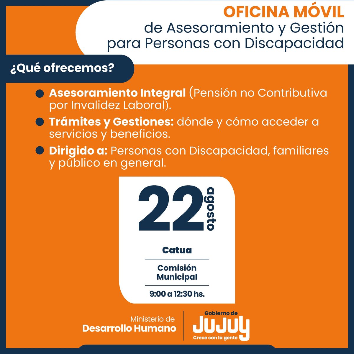 Oficina Móvil de gestión para personas con discapacidad en Catua